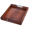 Wood Serving Tray, Acacia Wooden Tray Board with Handles, Decorative Rustic Serving Trays Platter, Ideal for Breakfast in Bed, Lunch, Kitchen