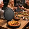 Pizza Oven, 12 in Electric Pizza Maker, 1200W Electric Pizzas Cooker with Non-Stick Coating, 180° Open for Dual Side Baking, Heats up to 410 ˚F