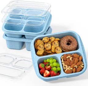Snack Boxes (3 Pack) - Stackable Bento Boxes with 3 Compartments, Meal Prep Containers Reusable, Lightweight Lunch Containers for Kids and Adults