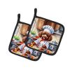 Chocolate Poodle The Chef Pair of Pot Holders Kitchen Heat Resistant Pot Holders Sets Oven Hot Pads for Cooking Baking BBQ, 7 1/2 x 7 1/2