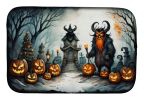 Krampus The Christmas Demon Spooky Halloween Dish Drying Mat Absorbent Dish Drying Mat Pad for Kitchen Counter Dish Drainer Mat for Countertop