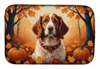 Brittany Spaniel Fall Dish Drying Mat Absorbent Dish Drying Mat Pad for Kitchen Counter Dish Drainer Mat for Countertop, 14 x 21", Multicolor