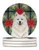 Cream Samoyed Christmas PoinsettIas Large Sandstone Coasters Pack of 4 Absorbent Round Coasters Decor Gifts for Men or Women, 4 in, Multicolor