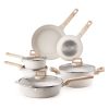 17 Piece Pots and Pans Set, Granite Nonstick Cookware Set, Induction Cookwares, Kitchen RV Cooking Sets with Frying, Sauce, Saute, Tempered Glass Lids