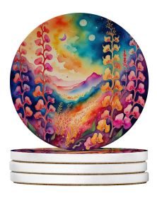 Colorful Snapdragon Large Sandstone Coasters Pack of 4 Absorbent Round Coasters Decor Gifts for Men or Women, 4 in, Multicolor