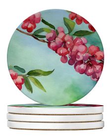 Pennsylvania Mountain Laurels in Watercolor Large Sandstone Coasters Pack of 4 Absorbent Round Coasters Decor Gifts for Men or Women, 4 in, Multicolor
