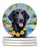 Curly-Coated Retriever Luau Large Sandstone Coasters Pack of 4 Absorbent Round Coasters Decor Gifts for Men or Women, 4 in, Multicolor