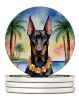 Doberman Pinscher Luau Large Sandstone Coasters Pack of 4 Absorbent Round Coasters Decor Gifts for Men or Women, 4 in, Multicolor