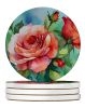 Oklahoma Roses in Watercolor Large Sandstone Coasters Pack of 4 Absorbent Round Coasters Decor Gifts for Men or Women, 4 in, Multicolor