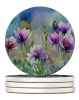 South Dakota Pasque Flowers in Watercolor Large Sandstone Coasters Pack of 4 Absorbent Round Coasters Decor Gifts for Men or Women, 4 in, Multicolor