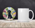 Black Poodle Spring Path Large Sandstone Coasters Pack of 4 Absorbent Round Coasters Decor Gifts for Men or Women, 4 in, Multicolor