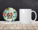 Beagle Luau Large Sandstone Coasters Pack of 4 Absorbent Round Coasters Decor Gifts for Men or Women, 4 in, Multicolor