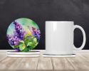 New Hampshire Purple Lilac in Watercolor Large Sandstone Coasters Pack of 4 Absorbent Round Coasters Decor Gifts for Men or Women, 4 in, Multicolor