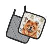 Red Chow Chow Coffee Bar Pair of Pot Holders Pair 7.5x7.5 Quilted Insulated Hot Pads Decorative Kitchen Gift Made in USA