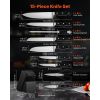 Kitchen Knife Set with Block and Sharpener, 15 Piece High Carbon Stainless Steel Sharp Knife Set, Kitchen Cutlery with Crack-Resistant Handle
