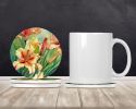 Utah Sego Lilies in Watercolor Large Sandstone Coasters Pack of 4 Absorbent Round Coasters Decor Gifts for Men or Women, 4 in, Multicolor