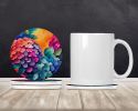 Colorful Hydrangeas Large Sandstone Coasters Pack of 4 Absorbent Round Coasters Decor Gifts for Men or Women, 4 in, Multicolor