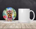 Yorkshire Terrier Luau Large Sandstone Coasters Pack of 4 Absorbent Round Coasters Decor Gifts for Men or Women, 4 in, Multicolor