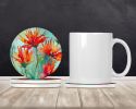 Wyoming Indian Paintbrush in Watercolor Large Sandstone Coasters Pack of 4 Absorbent Round Coasters Decor Gifts for Men or Women, 4 in, Multicolor