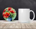 Ohio Scarlet Carnations in Watercolor Large Sandstone Coasters Pack of 4 Absorbent Round Coasters Decor Gifts for Men or Women, 4 in, Multicolor