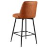 Bar Stool Set of 3, 27 inch Counter Height Swivel Stools, Modern PU Leather Counter Barstool with Backrest and Metal Legs, Armless Bar Chair