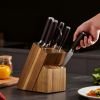 Kitchen Knife Set with Block and Sharpener, 15 Piece High Carbon Stainless Steel Knife Set, Rust-Resistant Kitchen Cutlery with Ergonomic Handle