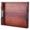 Wood Serving Tray, Acacia Wooden Tray Board with Handles, Decorative Rustic Serving Trays Platter, Ideal for Breakfast in Bed, Lunch, Kitchen