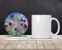 South Dakota Pasque Flowers in Watercolor Large Sandstone Coasters Pack of 4 Absorbent Round Coasters Decor Gifts for Men or Women, 4 in, Multicolor