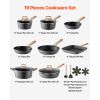 19 Piece Pots and Pans Set, Granite Nonstick Cookware Set, Induction Cookwares, Kitchen RV Cooking Sets with Frying, Sauce, Saute, Tempered Glass Lids