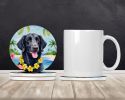 Curly-Coated Retriever Luau Large Sandstone Coasters Pack of 4 Absorbent Round Coasters Decor Gifts for Men or Women, 4 in, Multicolor