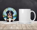 Bernese Mountain Dog Luau Large Sandstone Coasters Pack of 4 Absorbent Round Coasters Decor Gifts for Men or Women, 4 in, Multicolor