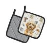 Goldendoodle Coffee Bar Pair of Pot Holders Pair 7.5x7.5 Quilted Insulated Hot Pads Decorative Kitchen Gift Made in USA