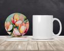 Mississippi Magnolia in Watercolor Large Sandstone Coasters Pack of 4 Absorbent Round Coasters Decor Gifts for Men or Women, 4 in, Multicolor