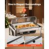 Roll Top Chafing Dish Buffet Complete Set, 9 Qt 1 Pack Stainless Steel Chafer with 2 Half Size Pans