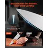 Kitchen Knife Set with Block and Sharpener, 15 Piece High Carbon Stainless Steel Sharp Knife Set, Kitchen Cutlery with Crack-Resistant Handle