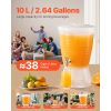 Beverage Dispenser, 2.64 Gallon Drink Dispenser for Parties, Plastic Juice Dispensers with Spigot Ice Chamber