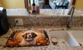 Brittany Spaniel Fall Dish Drying Mat Absorbent Dish Drying Mat Pad for Kitchen Counter Dish Drainer Mat for Countertop, 14 x 21", Multicolor