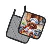 Chocolate Poodle The Chef Pair of Pot Holders Kitchen Heat Resistant Pot Holders Sets Oven Hot Pads for Cooking Baking BBQ, 7 1/2 x 7 1/2