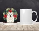 Cream Samoyed Christmas PoinsettIas Large Sandstone Coasters Pack of 4 Absorbent Round Coasters Decor Gifts for Men or Women, 4 in, Multicolor