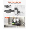 Kitchen Sink Caddy Organizer, 2 Tier Sponge Holder for Kitchen Sink with High Brush Holder & Divider, Storage Rack with Rotatable Drainage Spout