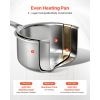 4 QT Saucepan, Stainless Steel Saucepan with Glass Lid, Multipurpose Nonstick Stainless Steel Small Cooking Sauce Pot with Ergonomic Handle