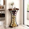 15 Bottle Wine Rack, Freestanding Floor Wine Holder Stand Liquor Cabinet with Wood Tabletop, Easy Assembly Floor Storage Rack