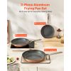 Frying Pan Skillet, Aluminum Egg Fry Pans, 3 Piece (8, 10, 12 in), Nonsitck Ceramic Heavy-Duty Skillets with Heat-Resistant Handle, Chef's Cookware