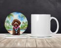 Labradoodle Luau Large Sandstone Coasters Pack of 4 Absorbent Round Coasters Decor Gifts for Men or Women, 4 in, Multicolor