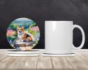 Corgi Spring Path Large Sandstone Coasters Pack of 4 Absorbent Round Coasters Decor Gifts for Men or Women, 4 in, Multicolor