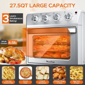 27.5QT 6-in-1 Air Fryer Toaster Oven Dropdown-Door 6-Slice Countertop Convection Oven for Air Frying, Baking, Roasting, Broiling & Grilling, 1600W (Model Number: StainlessATS-25K3)