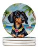 Dachshund Luau Large Sandstone Coasters Pack of 4 Absorbent Round Coasters Decor Gifts for Men or Women, 4 in, Multicolor