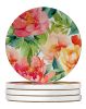 Indiana Peonies in Watercolor Large Sandstone Coasters Pack of 4 Absorbent Round Coasters Decor Gifts for Men or Women, 4 in, Multicolor