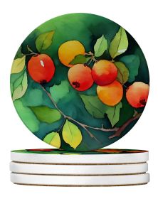 Missouri Hawthorns in Watercolor Large Sandstone Coasters Pack of 4 Absorbent Round Coasters Decor Gifts for Men or Women, 4 in, Multicolor (Default: Default)