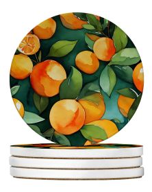 Florida Orange Blossom in Watercolor Large Sandstone Coasters Pack of 4 Absorbent Round Coasters Decor Gifts for Men or Women, 4 in, Multicolor (Default: Default)